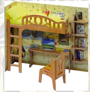 MUEBLES CARTÓN CASITAS DE MUÑECAS: "ESCRITORIO ESCOLAR MINIATURA". CLEVER PAPEL REF 14263