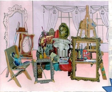 MAQUETAS PUZZLES 3D MINIATURA; MUEBLES MINIATURA HABITACIÓN SALA DE PINTURA. REF CLEVER 14275