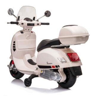 Vespa GTS-S BLANCA + parabrisas y maletín, scooter 12V, asiento cuero, INDA193-VespaWT