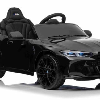 COCHE INFANTIL BMW M4 12V, negro metalizado, ruedas eva, asiento con funda, INDA80-SX2418zw