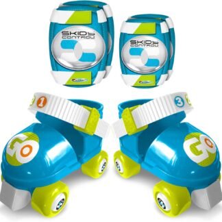 SET PATINETES AZULES DE 4 RUEDAS + CODERAS + RODILERAS - STAMPJS680035