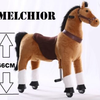 Caballo Infantil KID-HORSE "MELCHIOR" blanco y MARRÓN, niños 4-9 años.  INDA196-TB-2007M