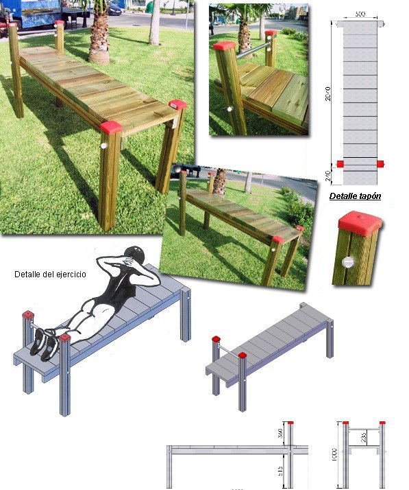 PARQUE SALUDABLE MADERA, APARATO RUSTICO PARA LUMBARES, FABRICADO EN MADERA. REF ASL_883