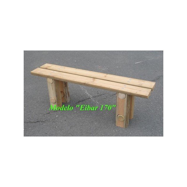 BANCO DE MADERA TRATADA SIN RESPALDO, PARA JARDÍN MODELO EIBAR REF E170
