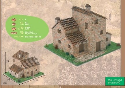 MAQUETA DE PIEDRA CASA RURAL 4 ESCALA HO, CUIT 3514