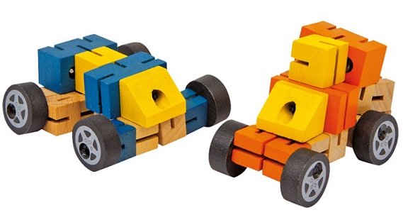 JUGUETES DE MADERA- SET 2 COCHES ROBOCAR TRANSFORMERS. REF BERLÍN 8521