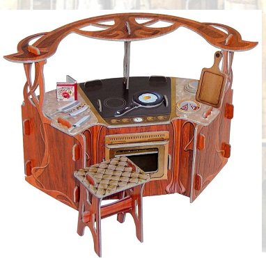 VENTA COCINA CARTÓN EN MINIATURA, PARA CASITAS DE MUÑECAS. CLEVER PAPEL REF 14270