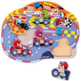 Janod J07100 - Puzzle ENCAJABLE Madera, Carreras