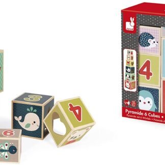 Janod J08016- Pirámide de 6 Cubos Baby Forest