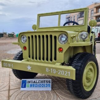Jeep Desert Fox, jeep militar Willys, 4 MOTORES 12V, eva, cuero, RC 2.4ghz, 3 asientos. LI-JH-101D LE7455 - OFERTACA
