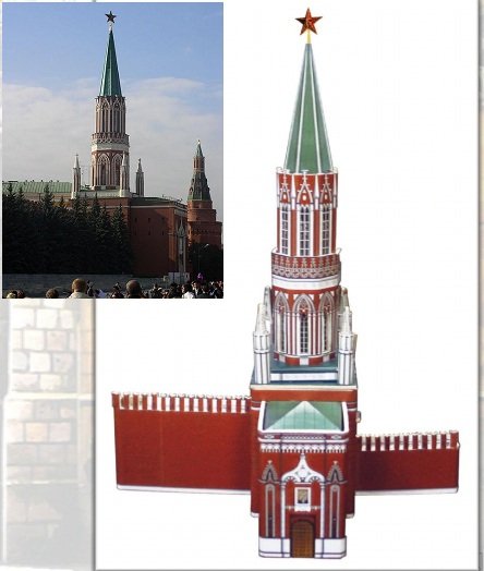 KIT MAQUETA CARTÓN, MONUMENTO "TORRE SAN NICOLÁS, DE LA PLAZA ROJA DE MOSCÚ". CLEVER REF 14254