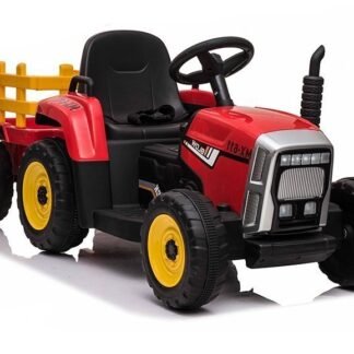 Tractor Eléctrico Infantil, Remolque XMX611, 12v, Mando RC, Rojo - INDA417-AC-XMX611RED