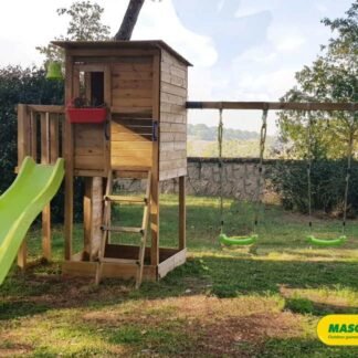 PARQUE INFANTIL MASGAMES TAGA + PARED DE ESCALADA + COLUMPIO DOBLE - MA700365