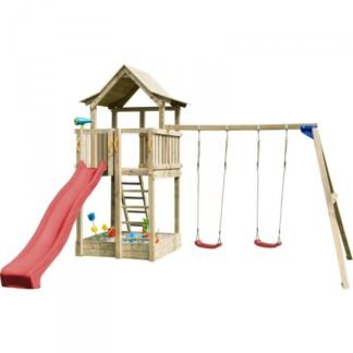 PARQUE INFANTIL TORRE PAGODA DE MADERA Y COLUMPIO DOBLE -  BR811601