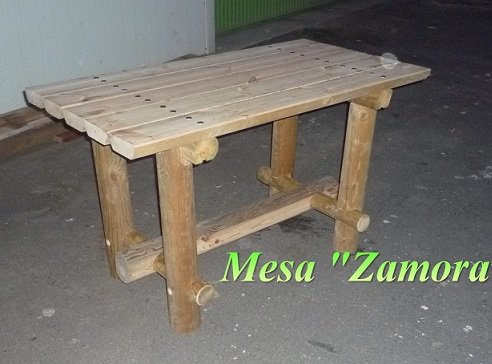 VENTA MESA RÚSTICA MADERA EXTERIOR, GRUESA " ZAMORA 135", LONGITUD 1,35m