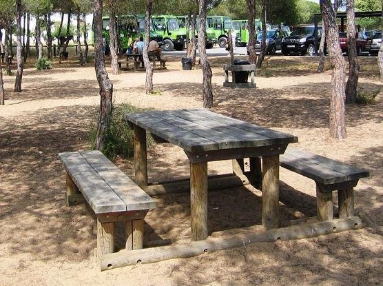 VENTA MESA PICNIC MADERA CON BANCOS, " COTO DOÑANA", ASL_444, L. 2 METROS
