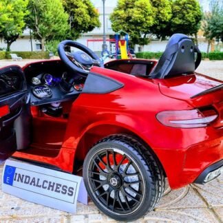 VENTA Coche electrico niños 12v Mercedes C63 AMG 12v, rojo PINTADO, RC, full option - INDA174-C63RED