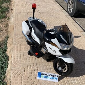 MOTO ELECTRICA POLICIA 12V NIÑOS BLANCA, GAS EN EL PUÑO   INDA501-LE6443-YSA021A
