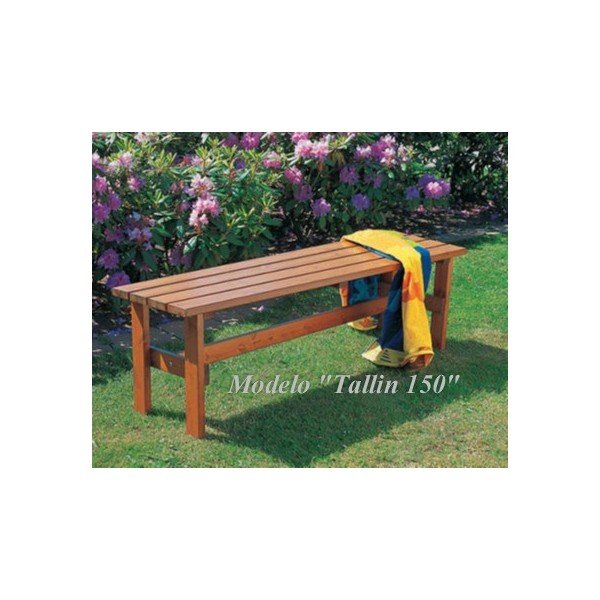BANCO DE MADERA TRATADA PARA EXTERIOR, COLOR TEKA, TALLIN 150