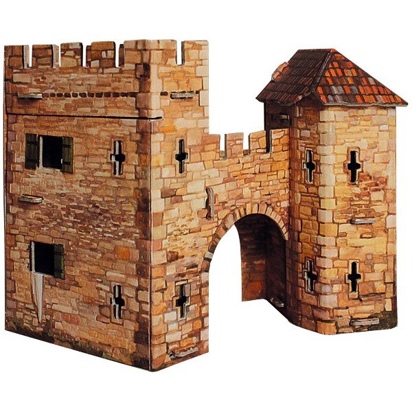 MANUALIDADES DE CARTÓN- KIT ENSAMBLAJE "PUERTA ANTIGUA DE LA CIUDAD MEDIEVAL". CLEVER PAPEL REF 142441