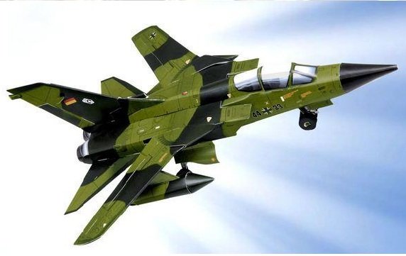 PUZZLE MAQUETA 3D CARTÓN, AVIÓN DE COMBATE CAZA TORNADO. KIT PARA ENSAMBLAR. CLEVER 14189. ESCALA 1:72