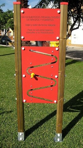 MAQUINA EJERCICIOS REHABILITACIÓN SALUDABLE, ZONAS RURALES, EJERCICIO DE BRAZOS, REFERENCIA ASL_GR-02, DE MADERA