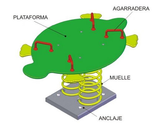 VENTA BALANCIN MUELLE infantil uso público, TORTUGA 4 PLAZAS, ASL_209