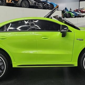 Coche eléctrico 12v para niños, Mercedes CLA45S AMG, VERDE, 2 MOTORES, RC INDA994-KI4