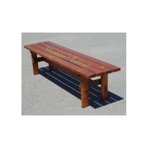 BANCO MADERA JARDÍN, PINO TRATADO EXTERIOR, COLOR TECA, MOD. TALLIN 180