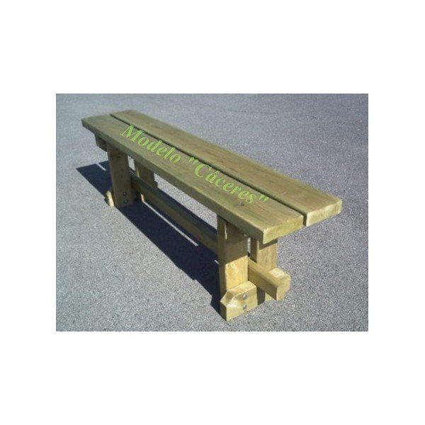 Banco de jardín de madera para exterior. Modelo Cáceres 150
