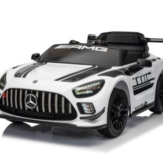 Mercedes-Benz GT3 AMG 12V neumáticos goma, asiento cuero, RC, BLANCO - INDA1002-AC-BBH033