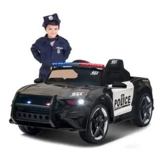 Coche eléctrico policia 12v, para niños 1-4 años, RC, Asiento plástico, ruedas plástico -  INDA671-AT