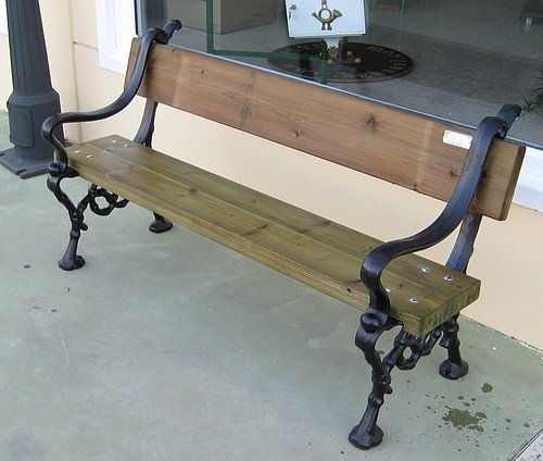 BANCO DE MIXTO DE FUNDICION Y MADERA DE 2 METROS DE LARGO, REF ASL_454