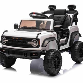 Coche eléctrico 12v Ford Bronco, 1 plaza, blanco, batería litio, RC, Asiento y ruedas plástico INDA1125-BN