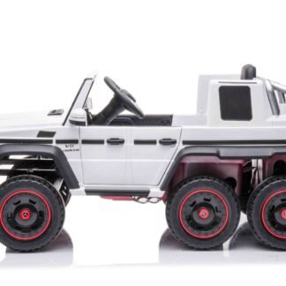 Coche eléctrico niños 12v g63 , 6 ruedas, RC, 1-5 años, blanco, asiento plástico, ruedas plástico   INDA689-BN