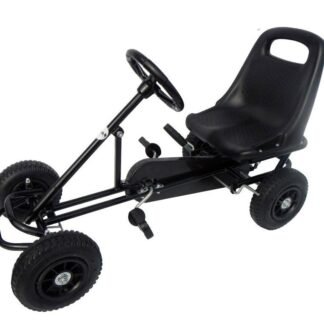 Kart a pedales infantil, para niños de 3 a 6 años, con volante y asiento regulable altura, KARTPOLONEGRO