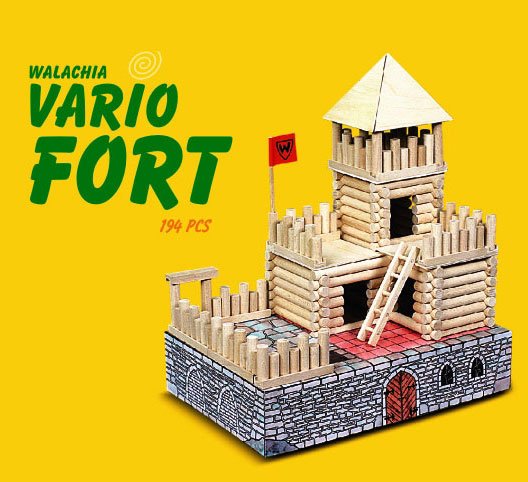 WALACHIA 1322- JUEGOS INFANTILES DE CONSTRUCCIÓN PIEZAS DE MADERA "FUERTE VARIO 194 PIEZAS"