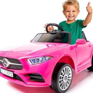 Coche eléctrico para niños Mercedes CLS350 12v, asiento polipiel, ruedas goma, rc, rosa - INDA1193-AT
