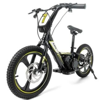 BICICLETA ELECTRICA 16" y 24V CON RUEDINES Y CESTA, AMARILLA - 3-9 AÑOS - INDA698-AT