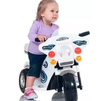 Moto eléctrica infantil de Policía  AT-Peggy 6v, blanca, 1-3 AÑOS-  INDA703-AT