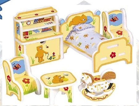 MUEBLES CARTÓN PARA CASITAS DE MUÑECAS; HABITACIÓN DE LOS NIÑOS. REF CLEVER PAPEL 14274