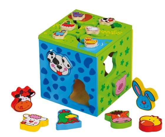 Puzzle piezas madera, juguete Cubo madera de motricidad "2 en 1". ref Berlín_7911